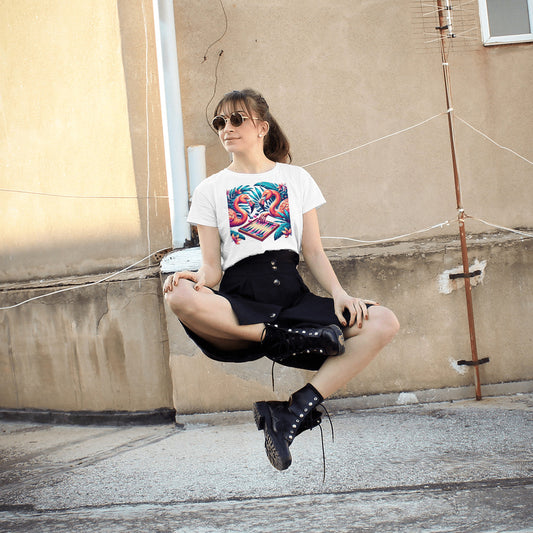 Flamingos Playing Backgammon in Watercolor Print - Bella+Canvas