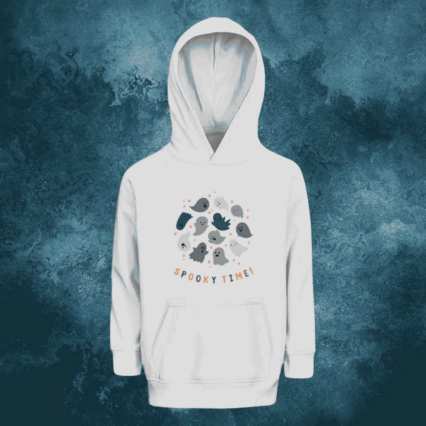 Spooky Time Kids' Hoodie – Cute Ghosts, Premium Bio!
