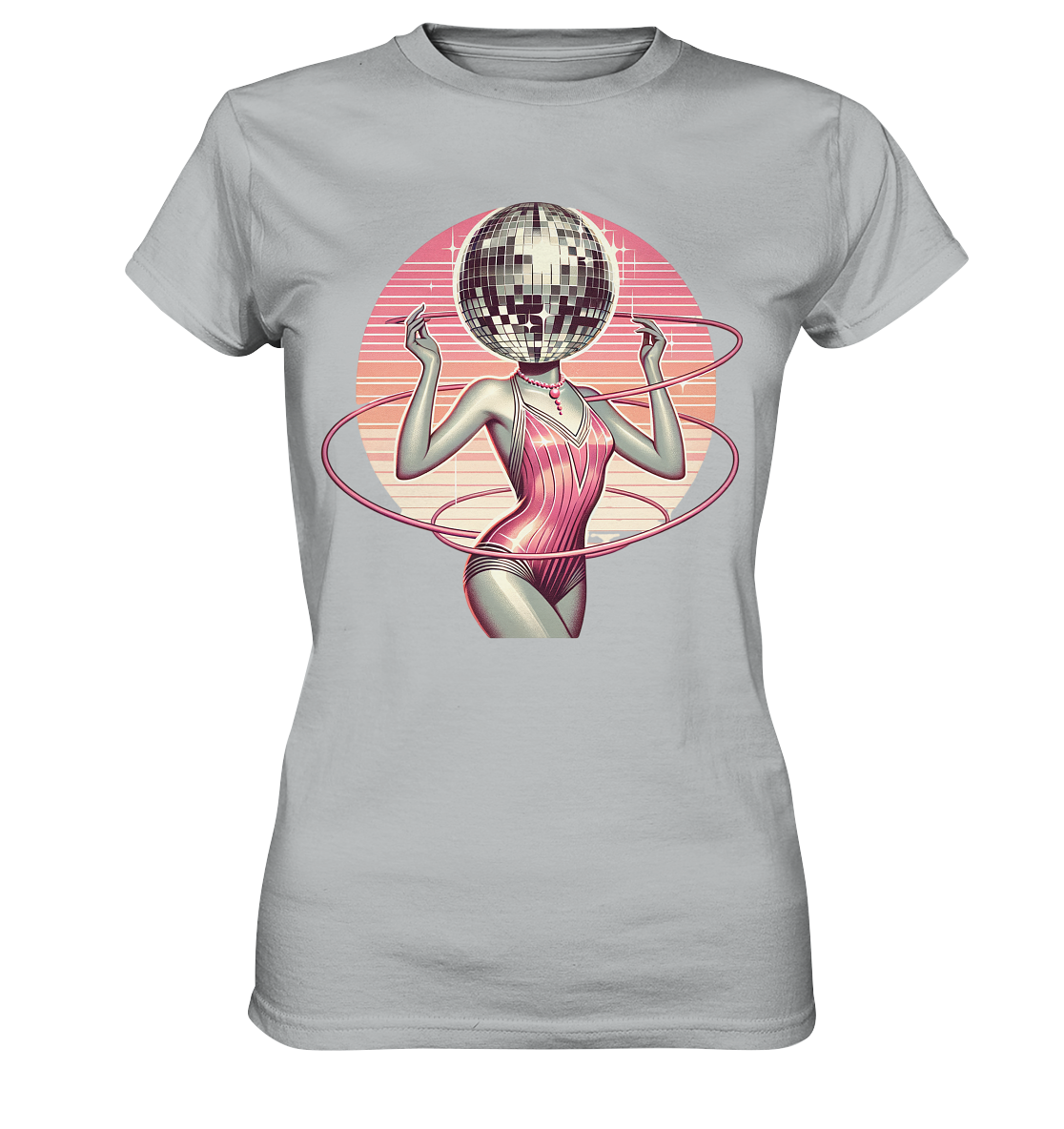 Retro Glamour: 1920s Swimsuit Lady with Hula Hoop and Disco Ball Head - Bella+Canvas