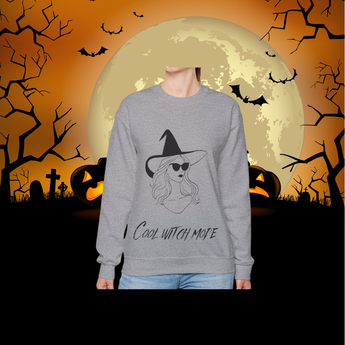 "Cool Witch Mode" Crewneck Sweatshirt - Gildan