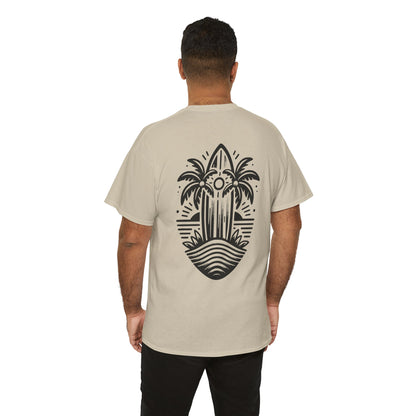 Surfboard & Palm Trees T-Shirt: Ride the Waves in Style - Gildan 5000