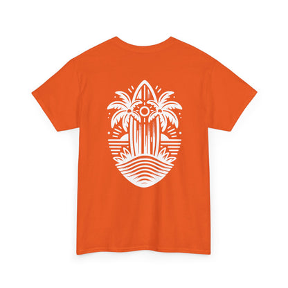 Surfboard & Palm Trees T-Shirt: Ride the Waves in Style - Gildan 5000