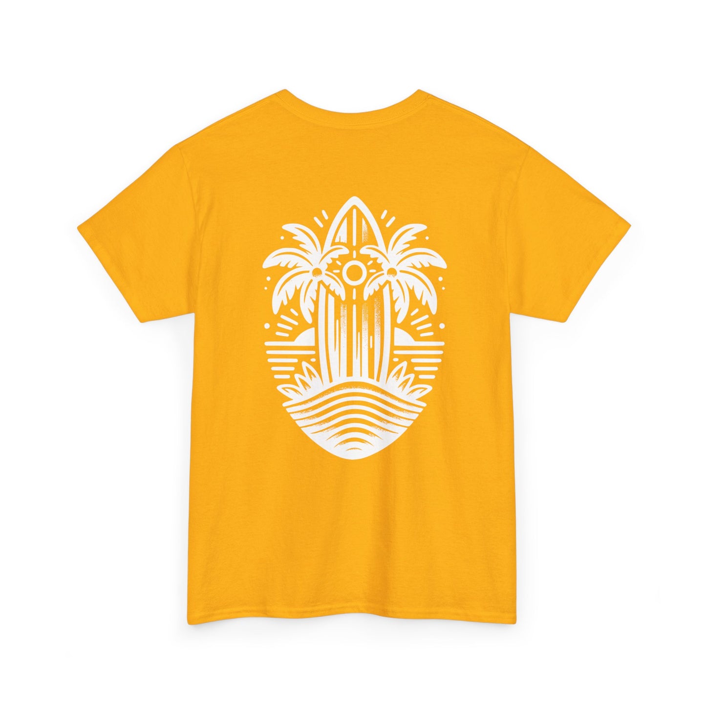 Surfboard & Palm Trees T-Shirt: Ride the Waves in Style - Gildan 5000