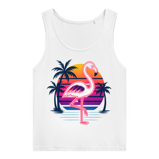 Women's Premium Organic Tank Top – Sunset Glow Flamingo Retro Tropical Design