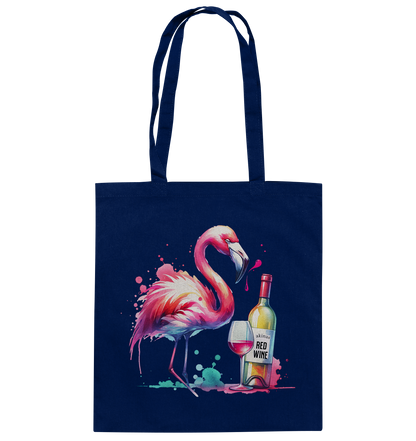 Stylish Cotton Bag with Watercolor Flamingo and Red Wine