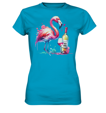 Stylish Standout: Shirt with Watercolor Flamingo and Red Wine Motif - Bella+Canvas