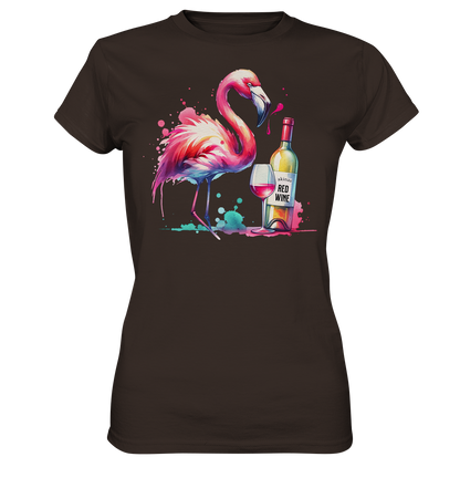 Stylish Standout: Shirt with Watercolor Flamingo and Red Wine Motif - Bella+Canvas