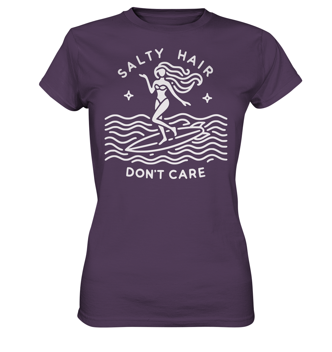 Minimalist Beach Lover's Surf Tee with 'Salty Hair, I Don't Care' Slogan - Bella+Canvas