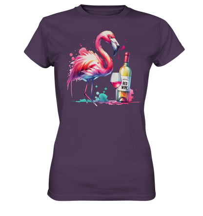 Stylish Standout: Shirt with Watercolor Flamingo and Red Wine Motif - Bella+Canvas