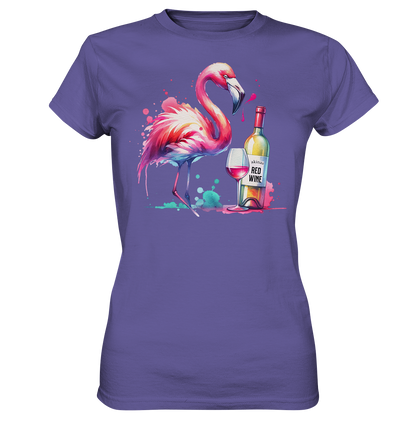 Stylish Standout: Shirt with Watercolor Flamingo and Red Wine Motif - Bella+Canvas